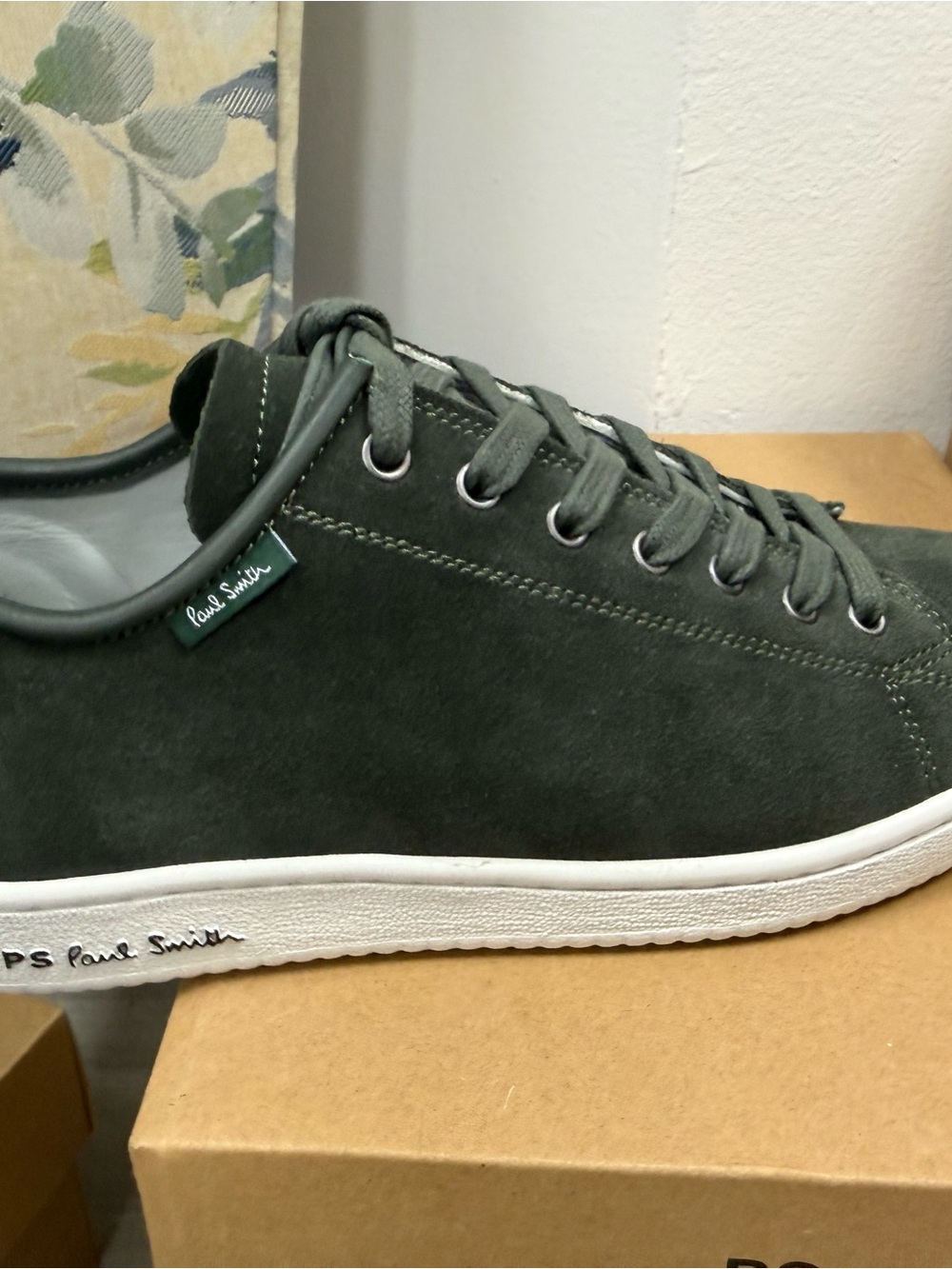 Paul Smith Dark Green Suede Low-Top Sneaker